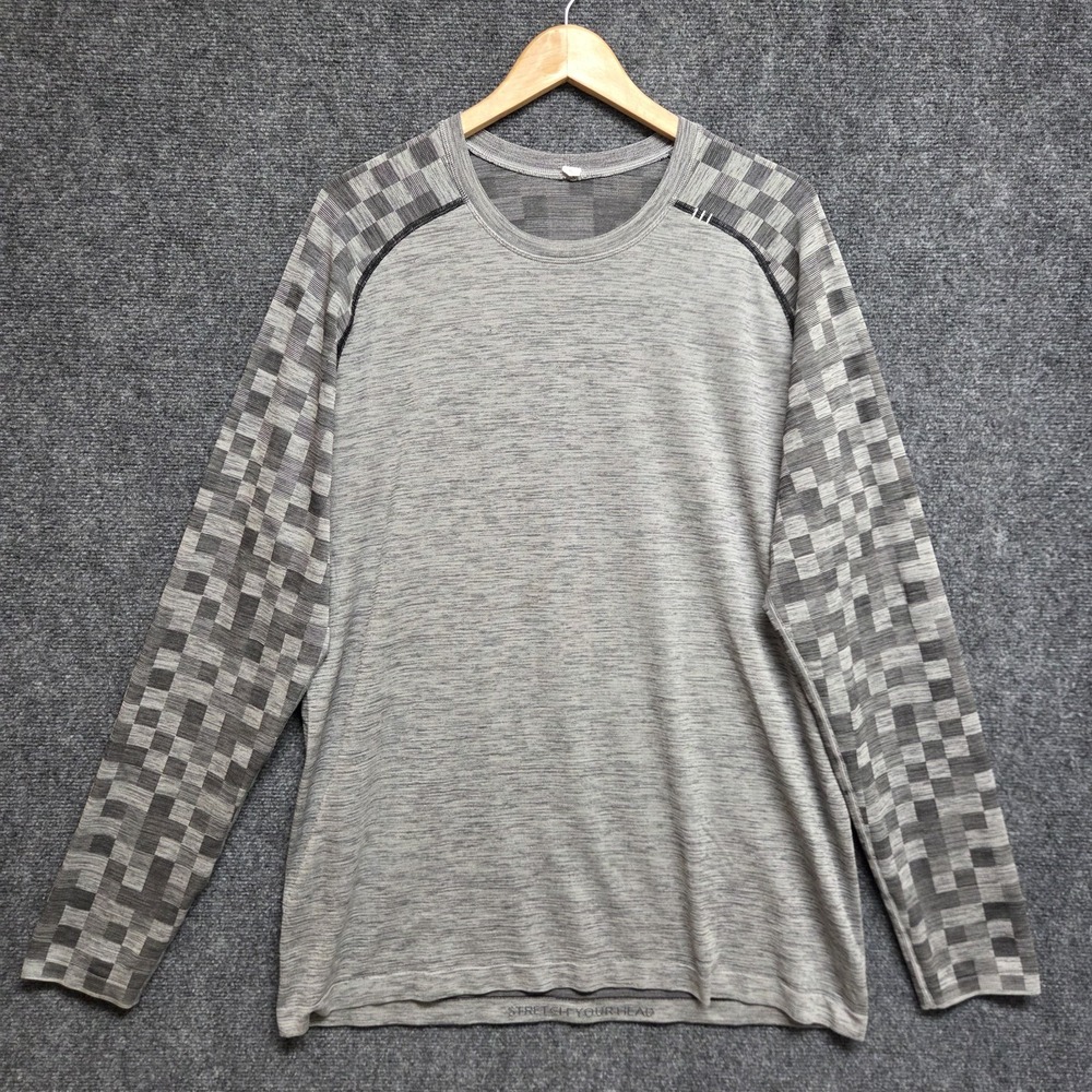 Lululemon Shirt Mens XL Gray Metal Vent Tech Check Long Sleeve Athletic Casual